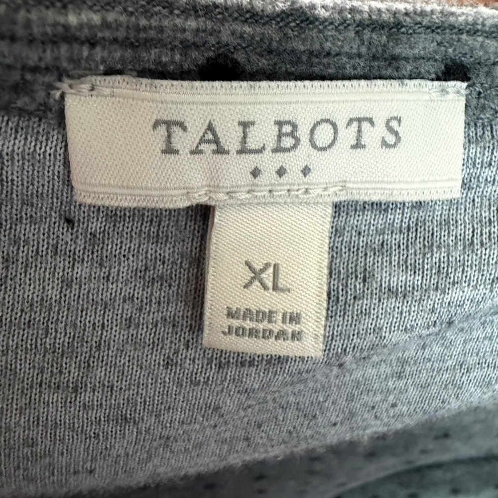 Talbots Velour Ribbed Knit Tunic Top Gray Black Polka Dot Soft Casual size XL - Picture 10 of 10
